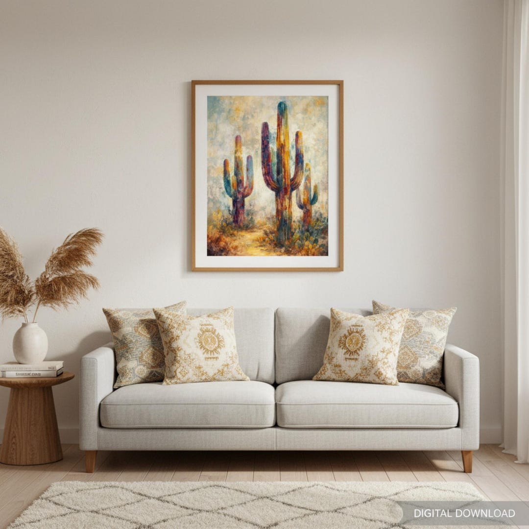Colorful Cactus Desert Art Print, Southwest Decor (digital Download) - Etsy