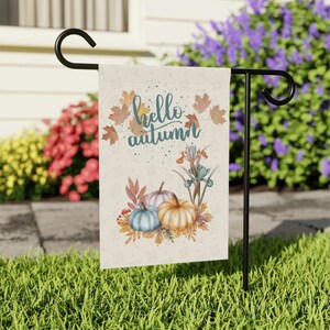 Hello Autumn Garden Flag: Pumpkin & Leaves Banner image 4