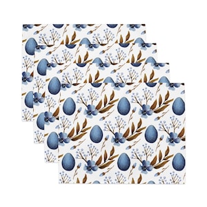 Blue Egg Blossom Placemats (Set of 4): Spring Floral Table Decor