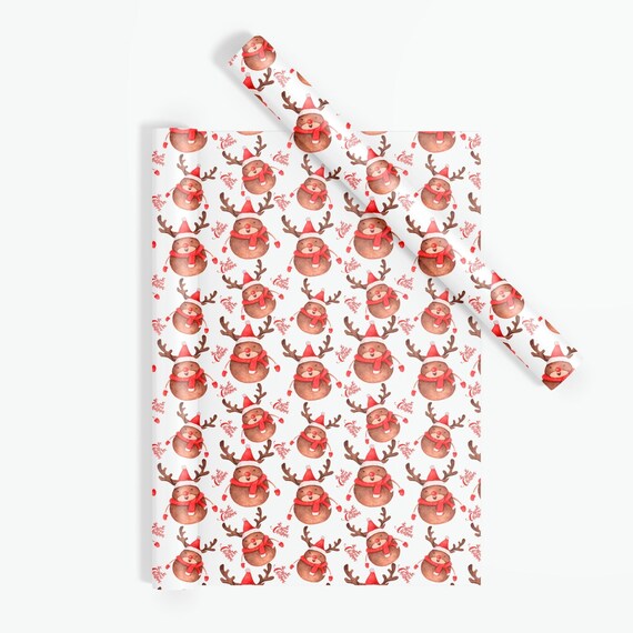 Rudolph Wrapping Paper Roll, Merry Christmas Gift Wrap