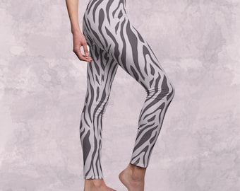Lila Zebra Print Leggings: Spandex Yoga Workout Hose