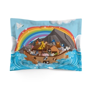 Noah&#39;s Ark Pillow Sham: Colorful Animal Kids Room Decor