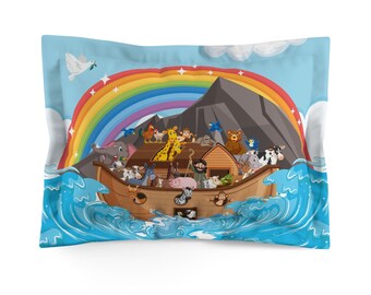 Noah's Ark Pillow Sham: Colorful Animal Kids Room Decor