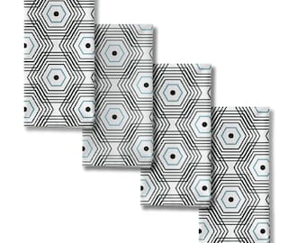 Geometric Cloth Dinner Napkins (Set of 4): Black and Blue Mid-Century Modern Décor