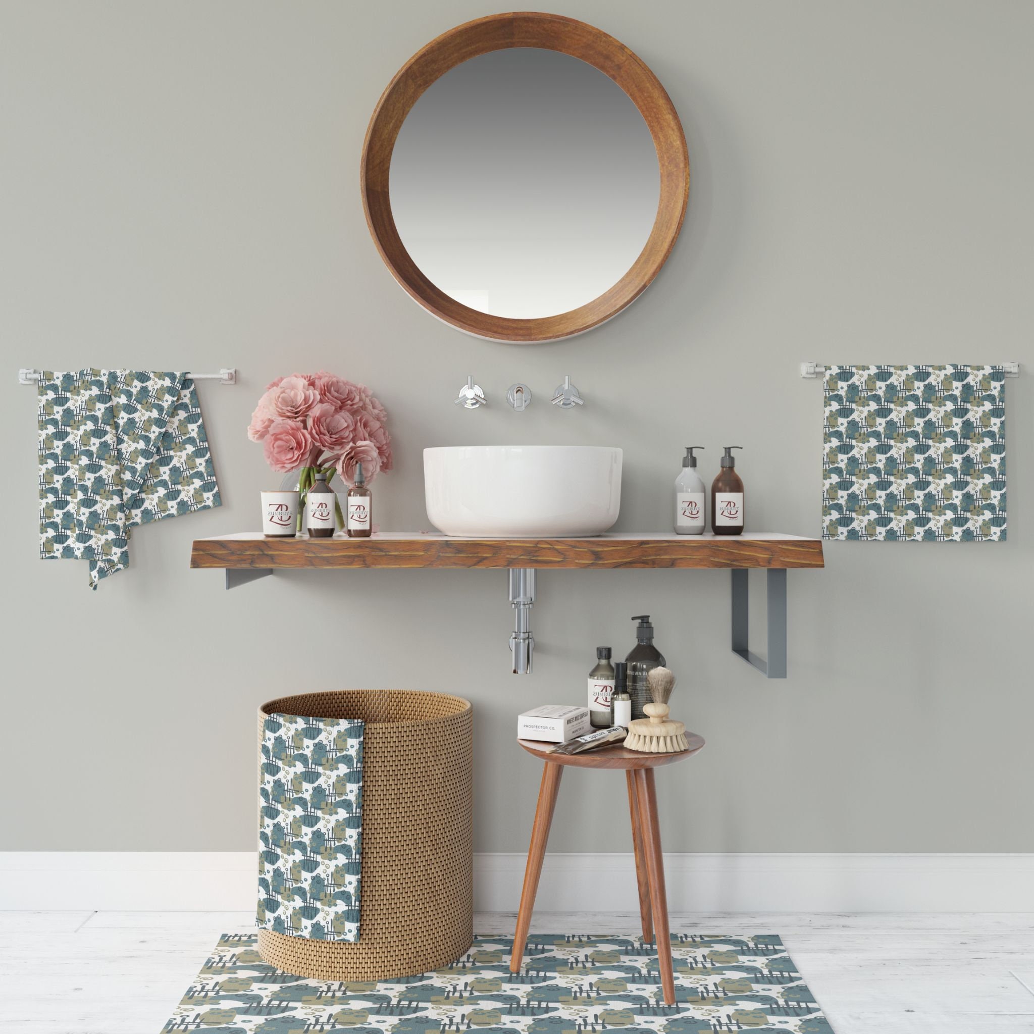 Urbane Squiggles Bathroom Hand Towel, Guest Towel for Bathroom, Artsy