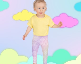 Pastel Glimmer Kids Leggings, Pink and Purple Pastel Toddler Leggings Halftone Dots Colorful Toddler Clothes Rainbow Pastel Kids Leggings