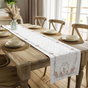 Camino de mesa de Pascua: Conejito, huevos y flores - Decoración de mesa de primavera
