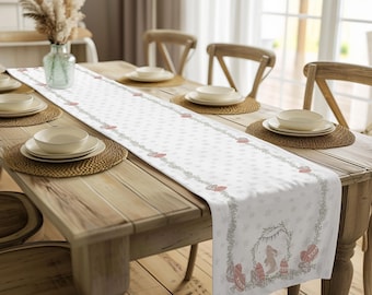 Camino de mesa de Pascua: Conejito, huevos y flores - Decoración de mesa de primavera