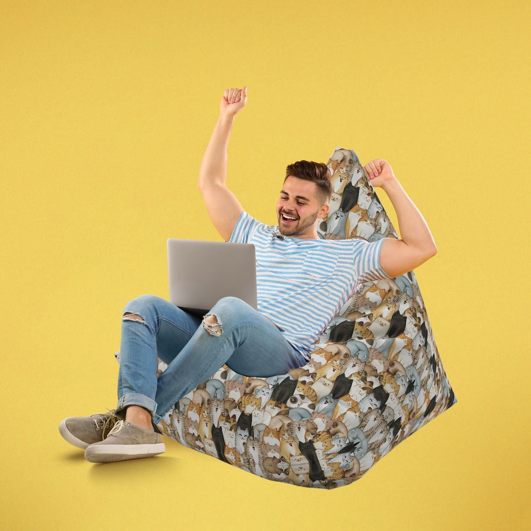 Cat Craze Bean Bag Chair Cover, Cute Cats Bean Bag Chair Black Cat