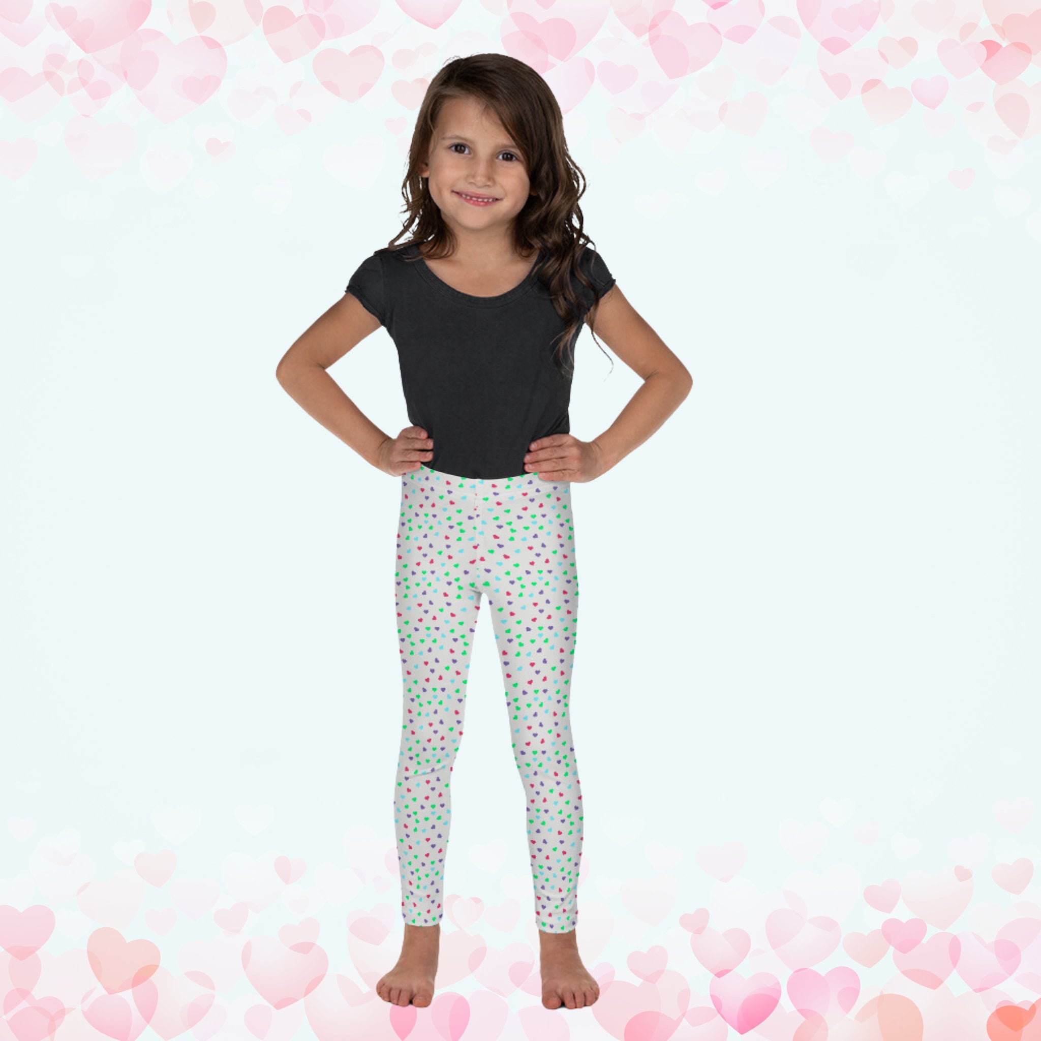 Little Hearts Girls Leggings, Colorful Hearts Leggings for Toddlers, Kids  Leggings With Tiny Hearts, Toddler Stretchy Pants, Kids Dancewear 