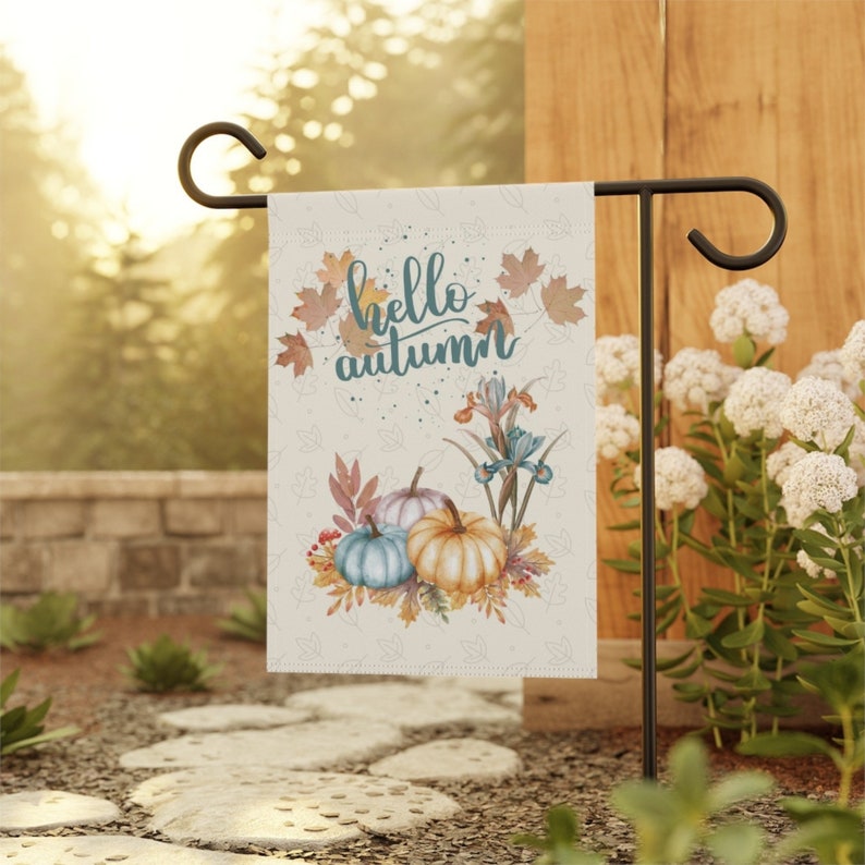 Hello Autumn Garden Flag: Pumpkin & Leaves Banner image 5