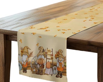Caminho de Mesa de Outono Gnomekins: Decoração Rústica de Ação de Graças com Folhas de Outono