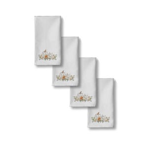 Thanksgiving Harvest White Pumpkin Cloth Napkin Set Reusable Napkins for Fall Celebrations Seasonal Pumpkin Napkins for Thanksgiving Dinner