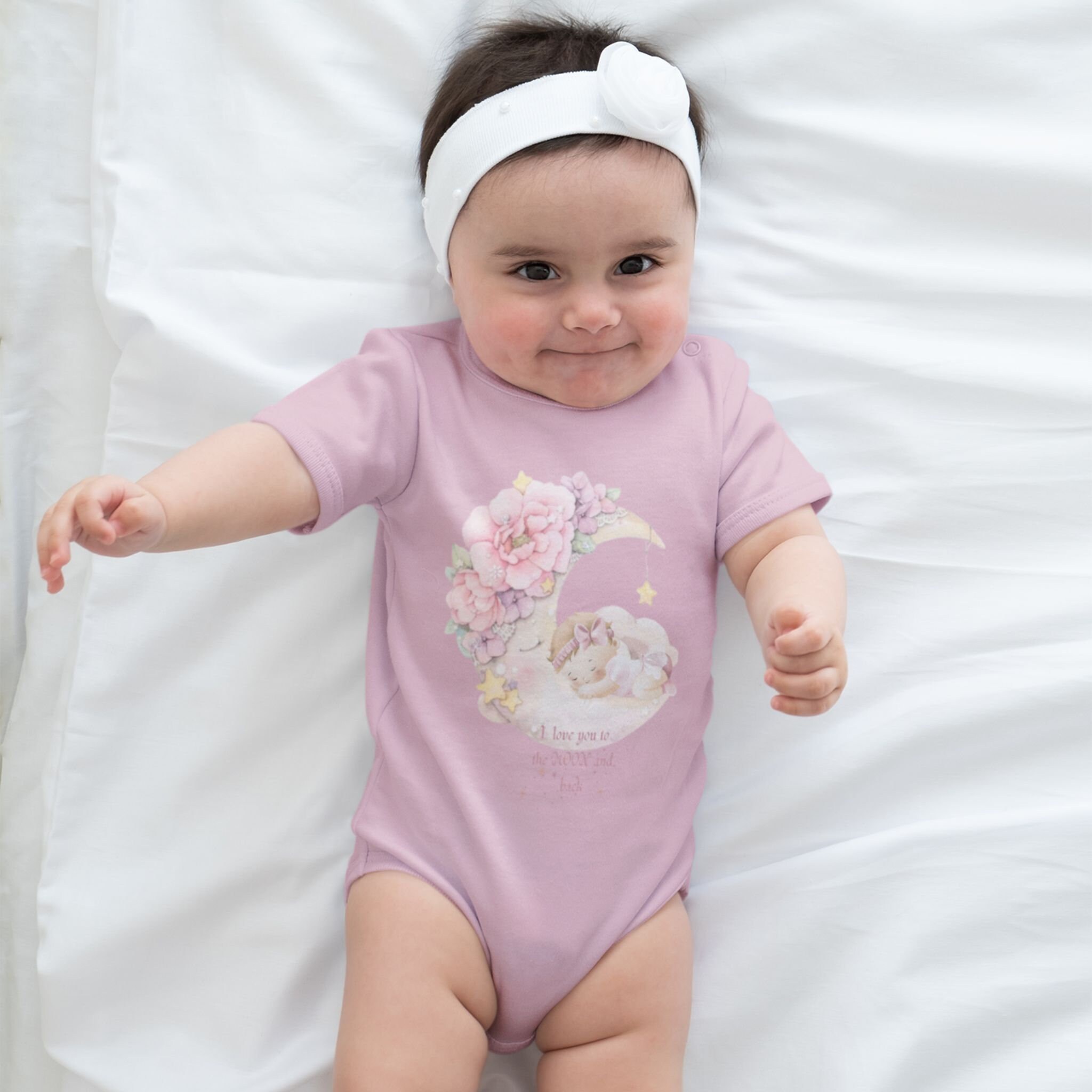 I Love You to the Moon and Back, Baby Girl Jersey Bodysuit, Moon and