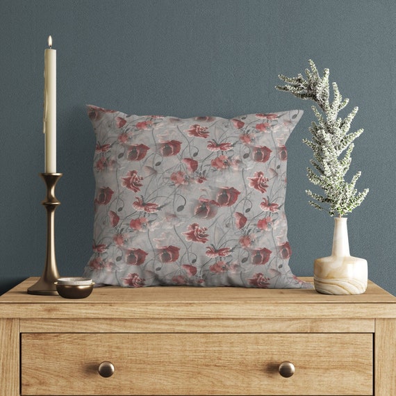 Red Hibiscus Flower Pillow: Floral Accent Throw Pillow