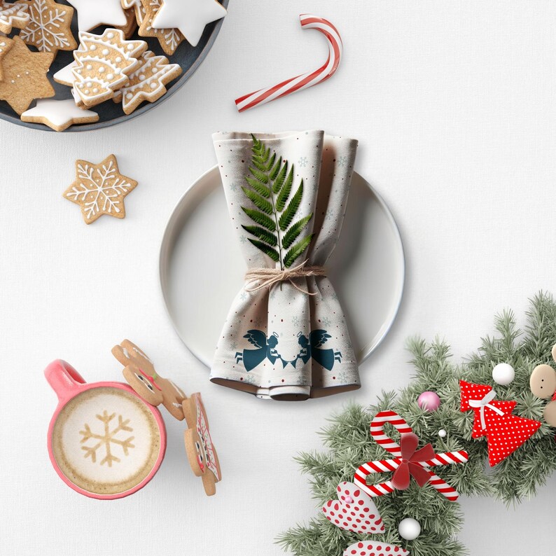 Ängeltrumpet Tygservettset: Elegant julbordsdekoration bild 7