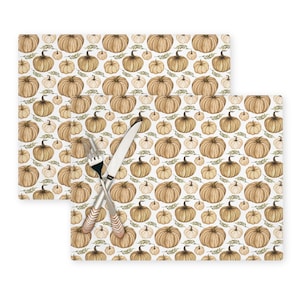 Pumpkin Placemats (Set of 2): Cotton Thanksgiving Cottagecore Table Decor