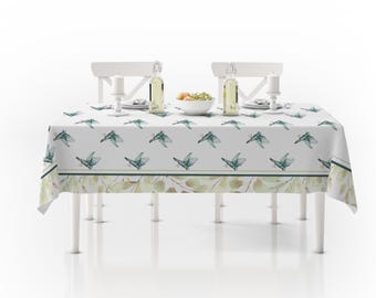 Mantel de pájaros botánicos: decoración primaveral de estilo rústico verde y blanco