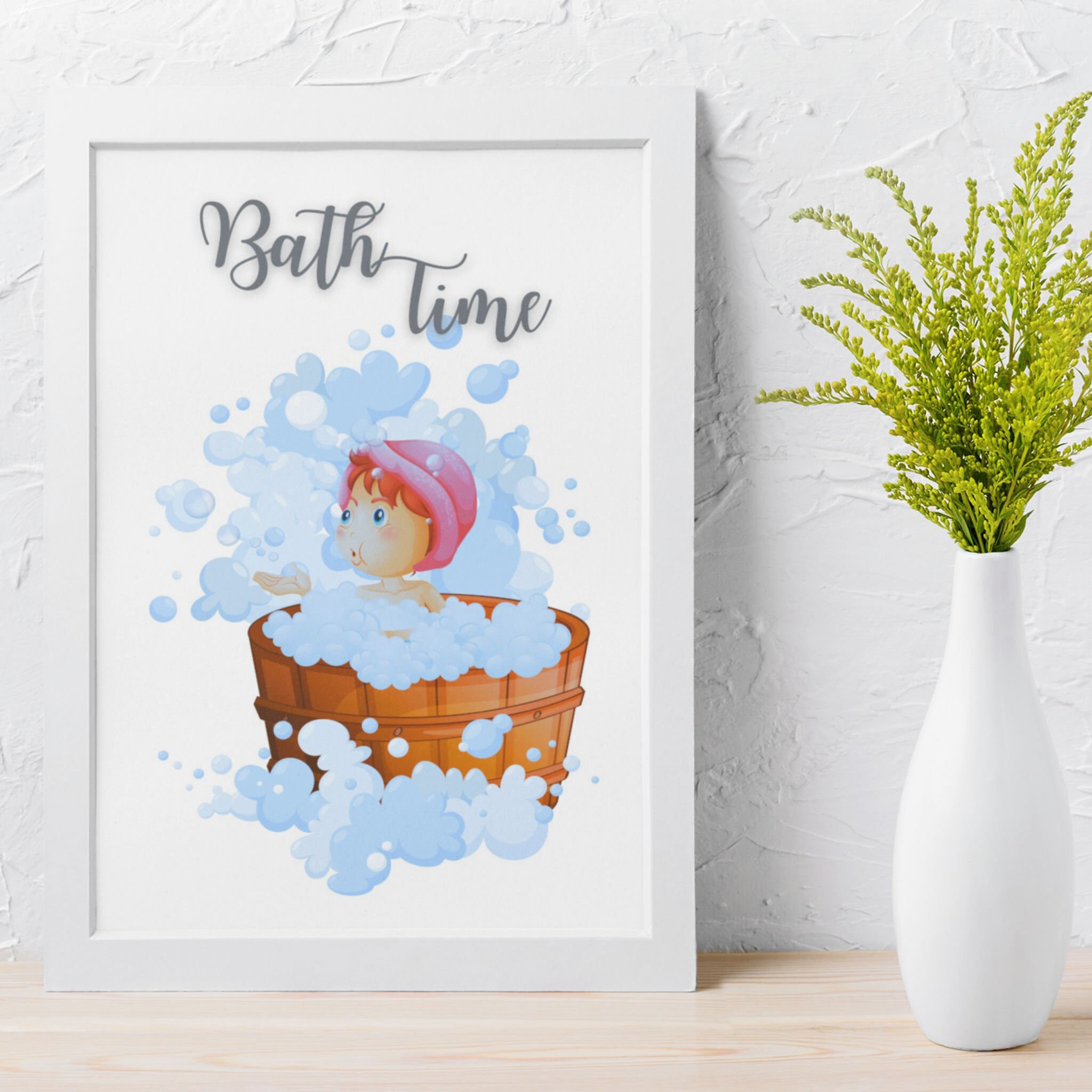 Bath Time Bubbles, Digital Download, Bathroom Wall Art, Bathroom Decor