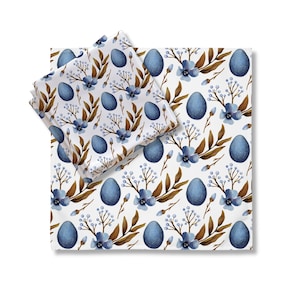 Blue Egg Blossom Cloth Napkins: Rustic Floral Table Linen, Set of 4