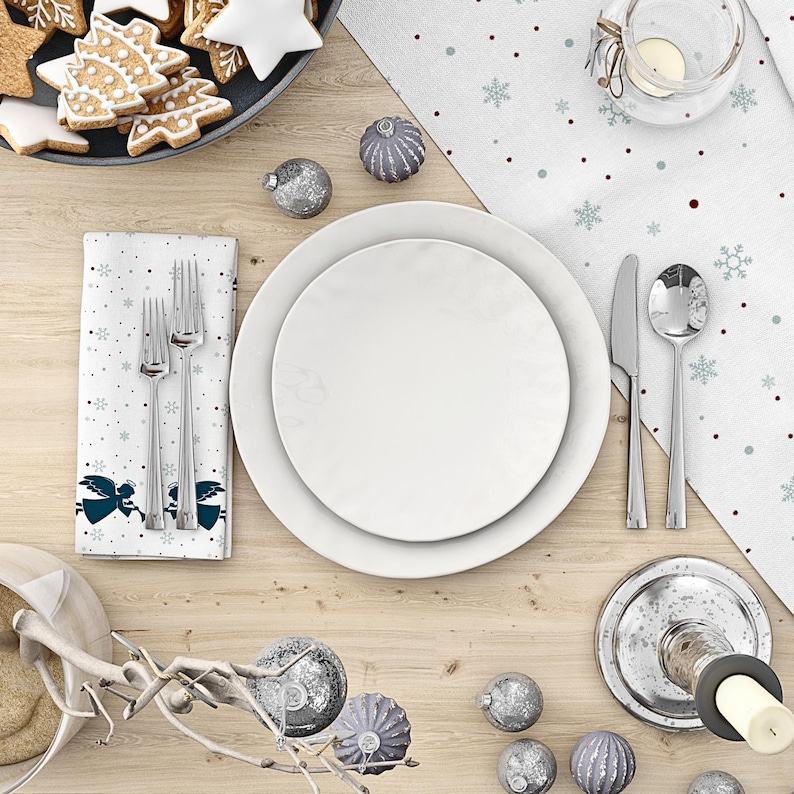 Ängeltrumpet Tygservettset: Elegant julbordsdekoration bild 2