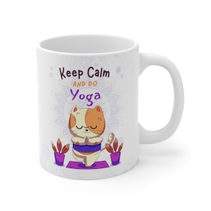 Yoga Cat Coffee Mug: Funny Meow Mat Design, Gift for Yogi