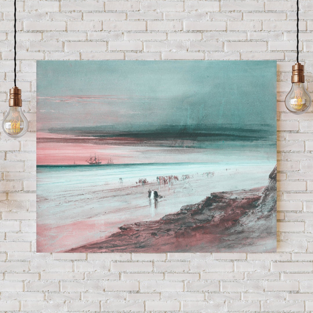 Beach Scene Wall Art, Coastal Wall Art, Beach Sunset Poster, Abstract Beach Scene, Ocean Wall