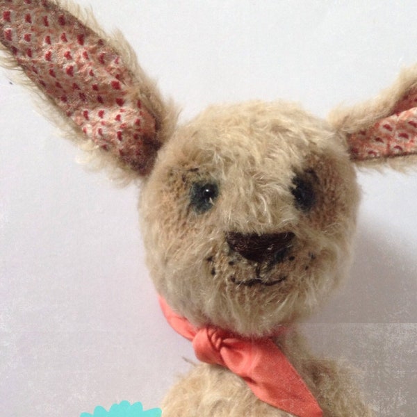 Ooak, lapin de Pâques pour NOËL !entièrement fait main en Mohair .shibori