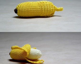 Crocheted Banana with removable skin - Motor skills development - Friendly toy