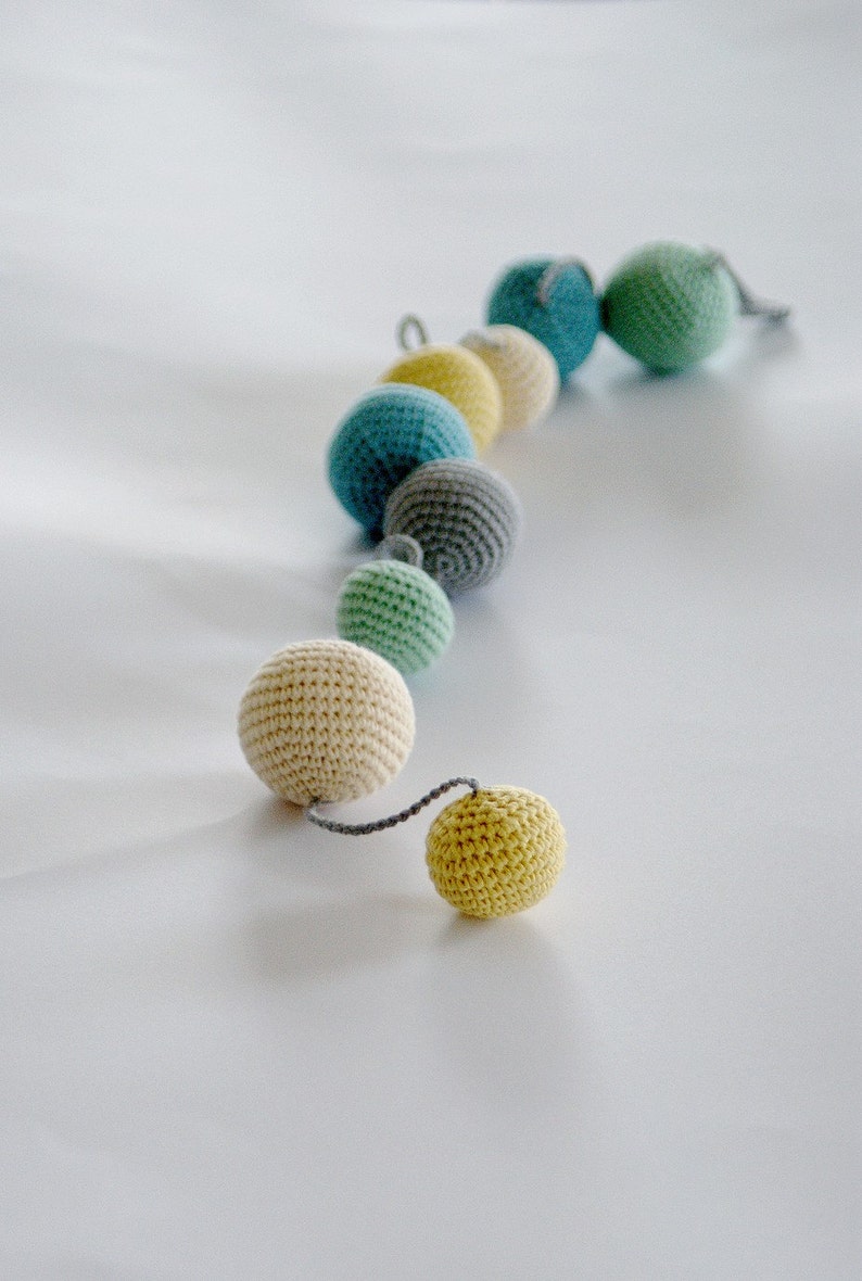 Crochet Soft Ball Garland: Aqua/mintgreen/yellow/grey/ivory | Etsy