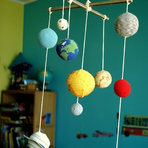 Solar System Planets Mobile Crochet Baby Mobile Educational Kids room decoration. Made to order image 1