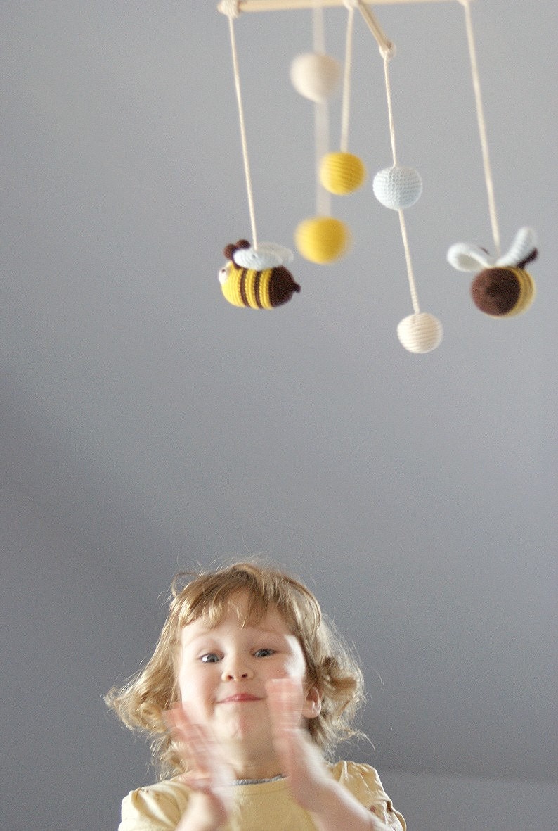 Baby Mobile Bee Mobile Crochet Hanging Crib Mobile Kids Etsy