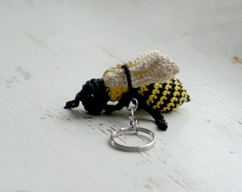 Key Chain Bee - Crochet Bee Keyring - Bee  decoration