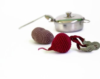 Beet and potato - Crochet playfood - Crochet vegetables - Play kitchen - Kitchen decor - Autumn harvest - Soft toys