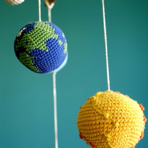 Solar System Planets Mobile Crochet Baby Mobile Educational Kids room decoration. Made to order image 3