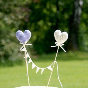 Wedding Cake Topper Crochet Hearts cake topper Summer Wedding party's decoration Lavender/ivory Wedding table decor image 4