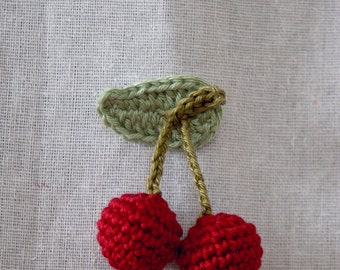 Cherry Brooch - Crocheted jewelry for kids and adults