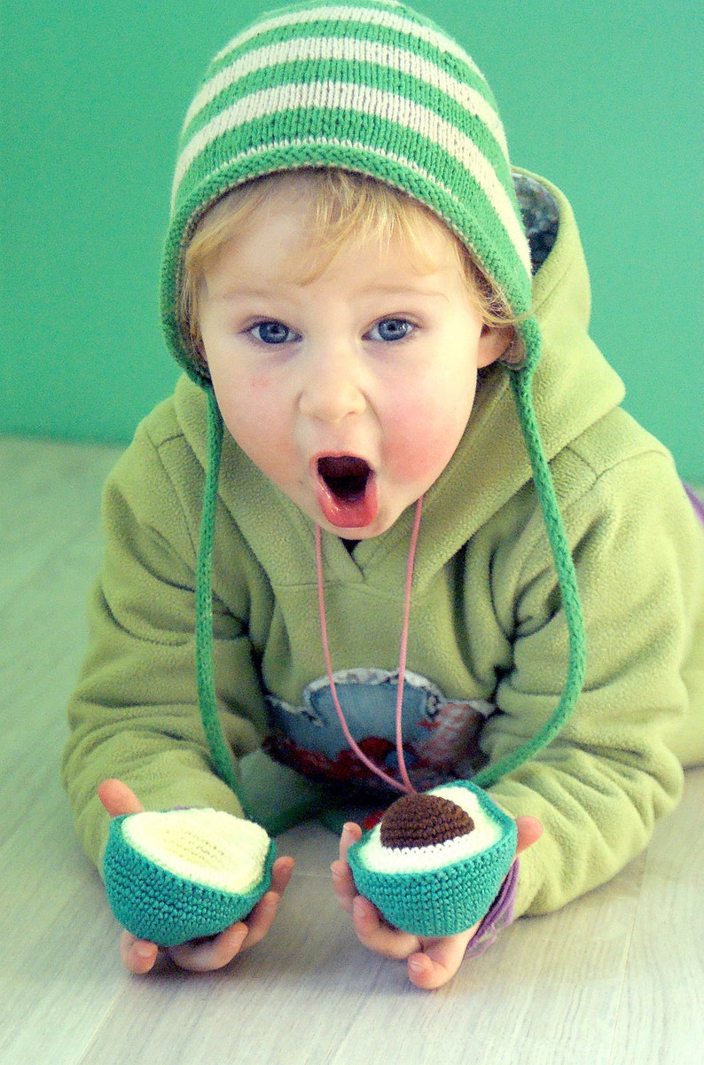Crocheted Avocado Play kitchen Safe and friendly children/'s games Crocheted toy food