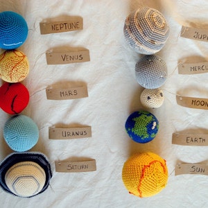 Solar System Planets Mobile Crochet Baby Mobile Educational Kids room decoration. Made to order image 5