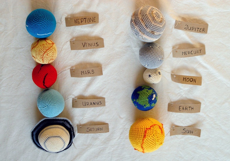 Solar System Planets Mobile Crochet Baby Mobile Educational Kids room decoration. Made to order image 5