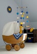 Crochet Baby Mobile - Yellow/Blue/Ivory(4-color mobile) - Light Colorful Baby Ball Mobile - Blue Boys room decoration - Newborn gifts 
