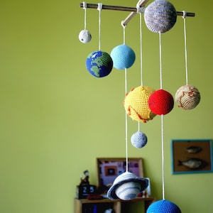 Solar System Planets Mobile Crochet Baby Mobile Educational Kids room decoration. Made to order image 4