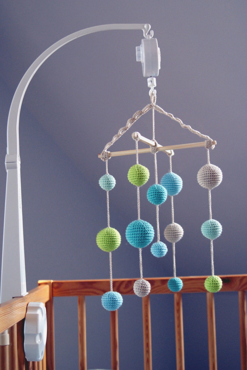 Baby Crib Mobile Crochet Pastel Baby Boy Mobile Beige/mint Etsy Canada