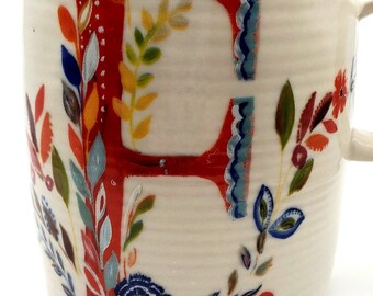 Anthropologie Starla Halfmann Monogram  F Mug