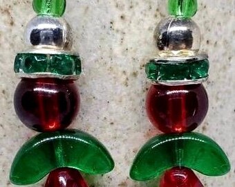 Czech Christmas Angel Crystal and pressed glass Flower Earrings