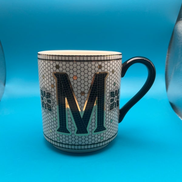 Anthropologie Bistro Tile Margot Monogram M Mug