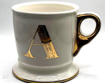 Anthropologie Monogram “A” Gold Trim Classic Shaving Mug