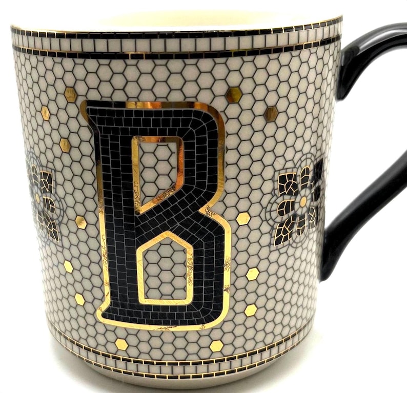 Anthropologie Bistro Tile Margot Monogram B Mug image 1