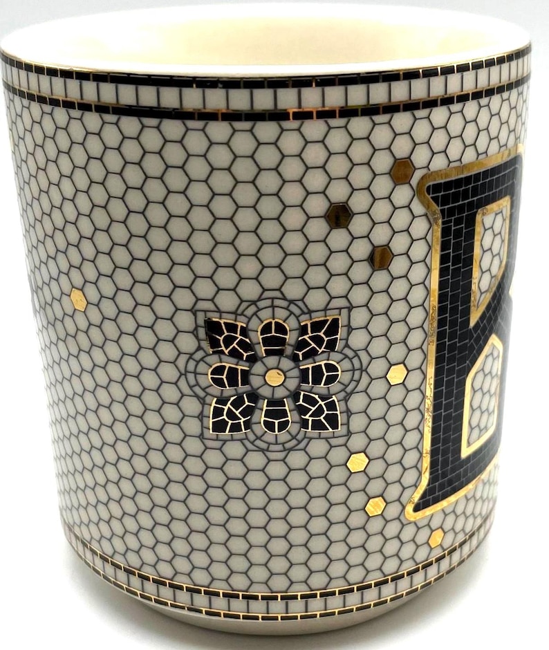 Anthropologie Bistro Tile Margot Monogram B Mug image 5