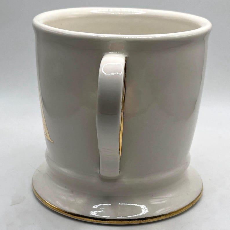 Anthropologie Monogram “A” Gold Trim Classic Shaving Mug image 2